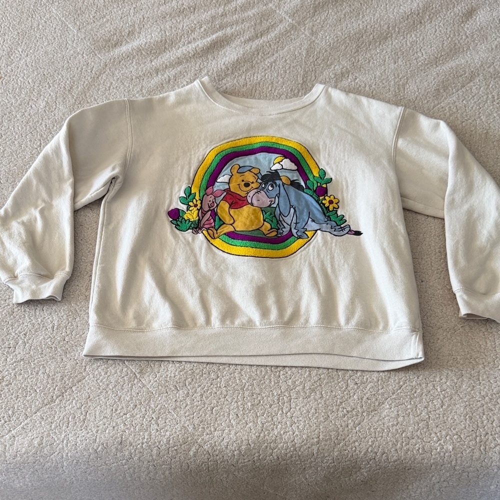 Disney Cream Sweater with Winnie the Pooh and Eeyore Textured XXL